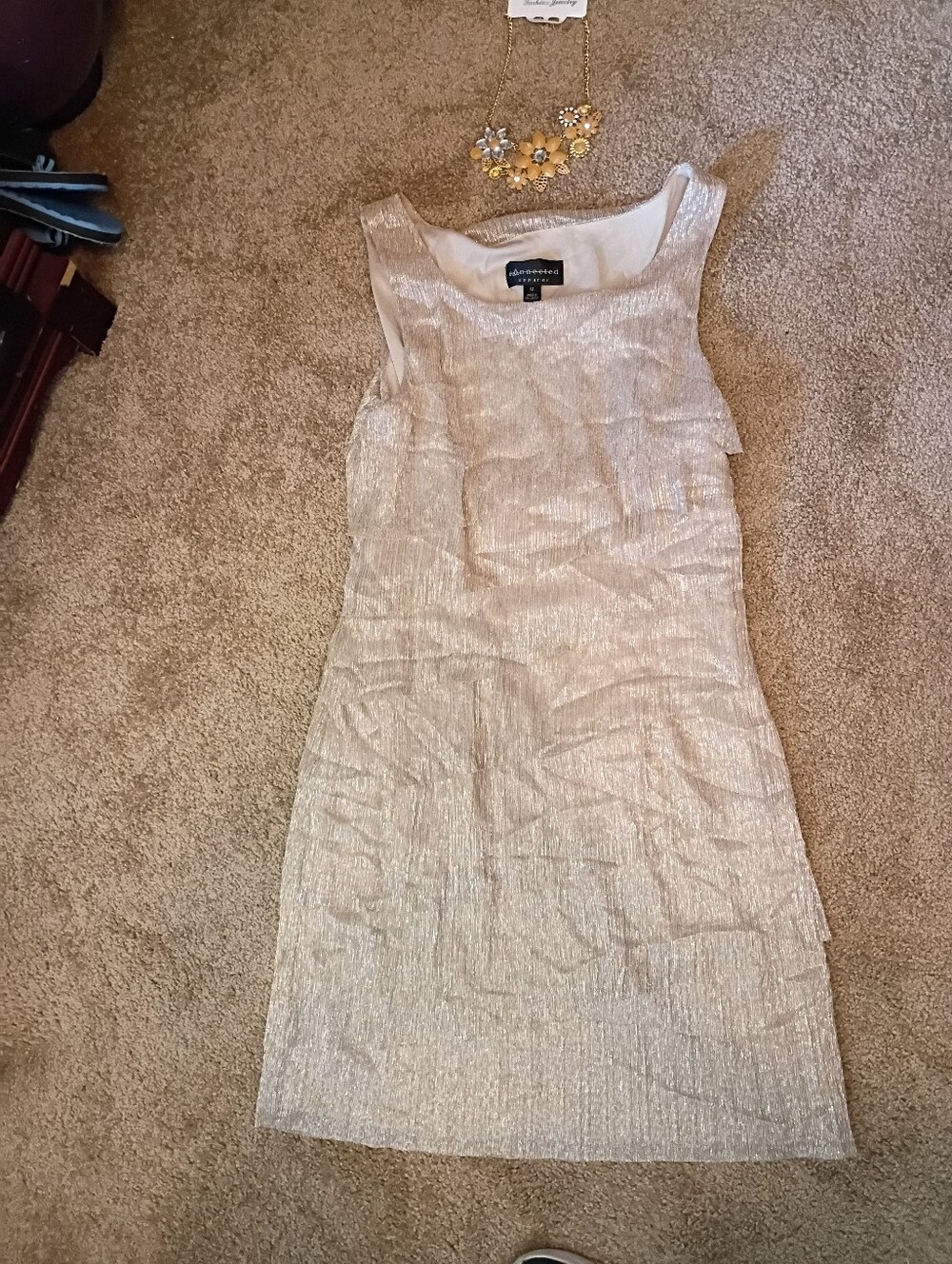 Connected Apparel Shimmery Maxi Mini And Necklace Bundle